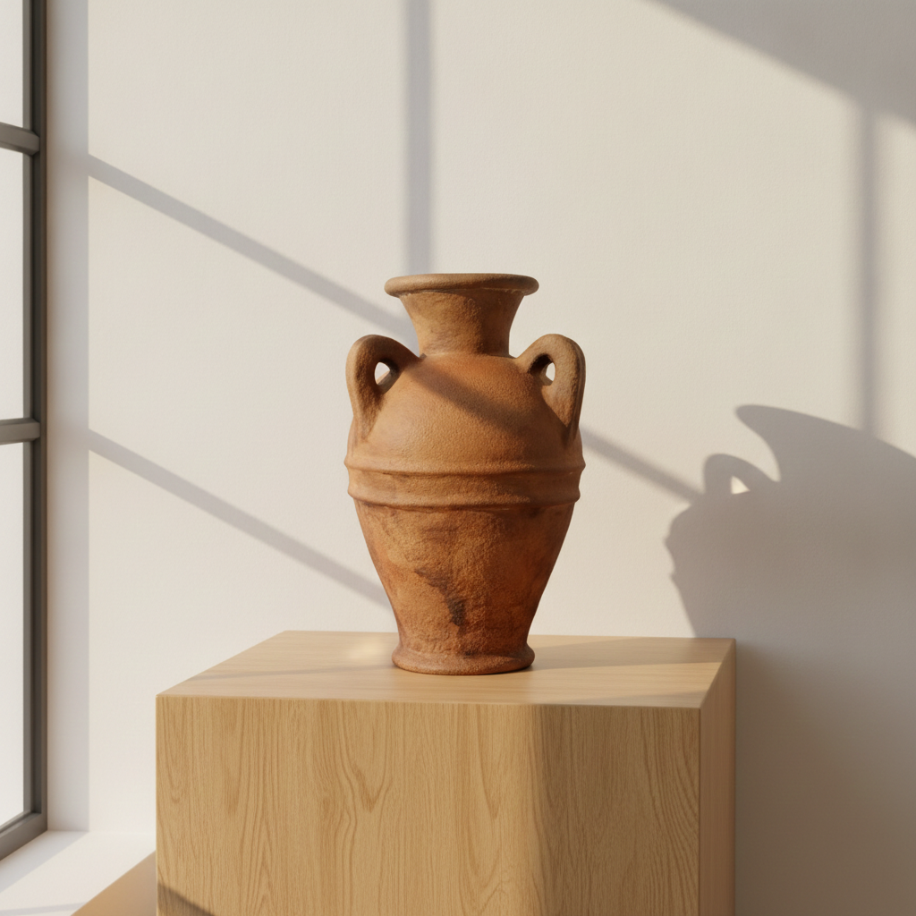 Handcrafted Amphora Terracotta Vase – Rustic Double-Handle Clay Pot for Timeless Home Decor