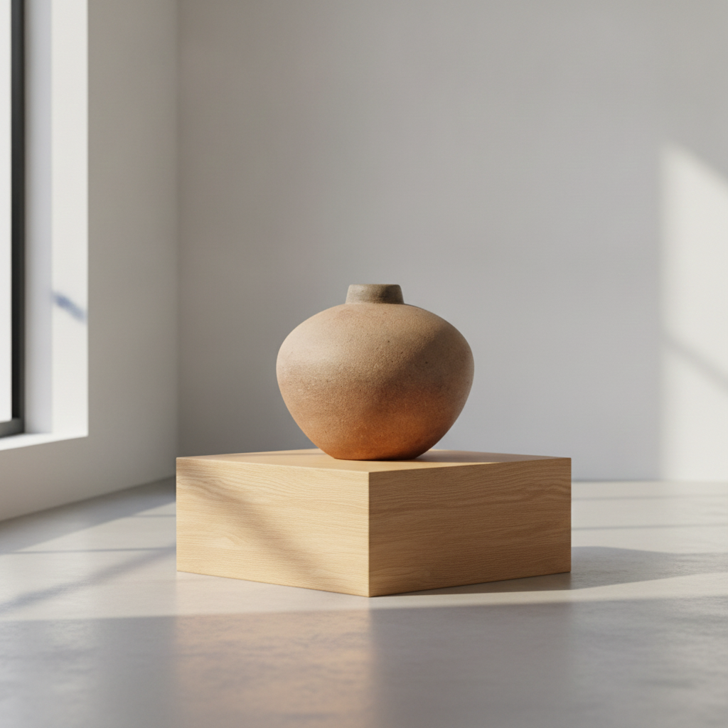 Handcrafted Round Terracotta Vase – Minimalist Clay Pottery Decor for Modern Interiors