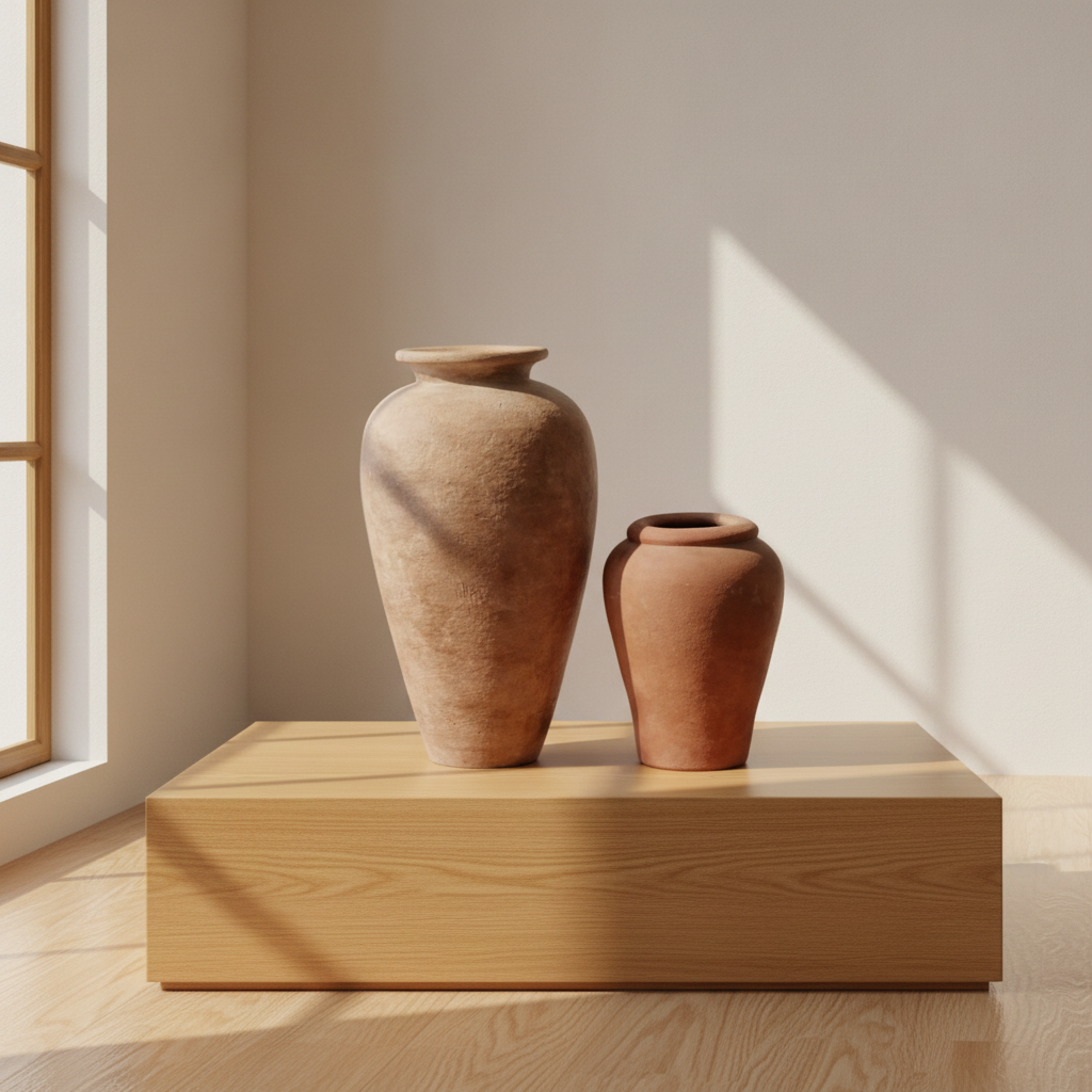 Terra Elegance Vase Set – Minimalist Rustic Ceramic Duo Decor
